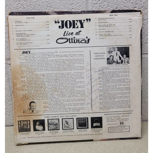 Joey - Live at Ottinos Vinyl Record Album - SIGNED 1976 - Picture 2 of 5